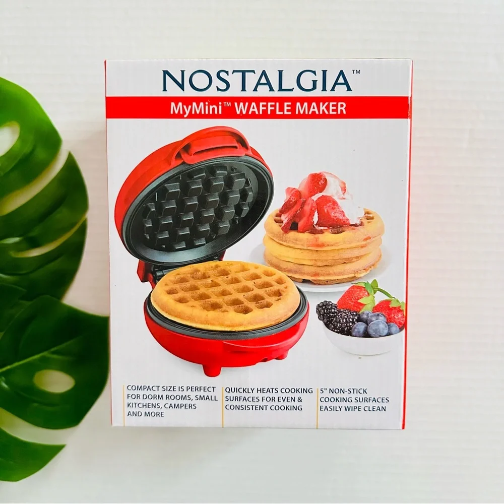 Nostalgia MyMini Red Waffle Maker NEW